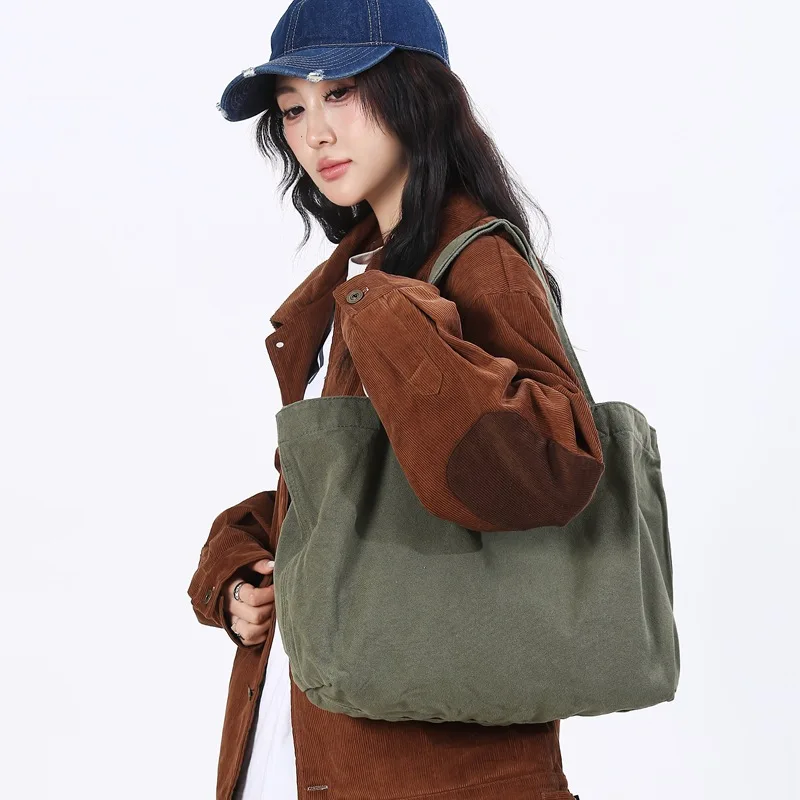 Canvas Tote Shoulder Bag NEW Large Capacity Storage Bag Fashionable Simple Solid Color Classic Popular Casual Shopping All-match