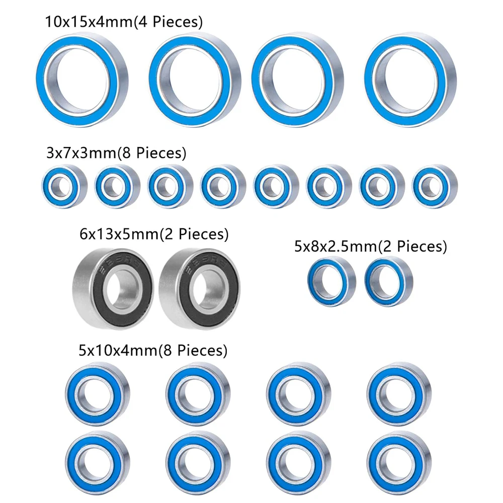 

24pcs Sealed Ball Bearings Kit for RC 1/10 Team Associated B6.1 Off-Road Buggy