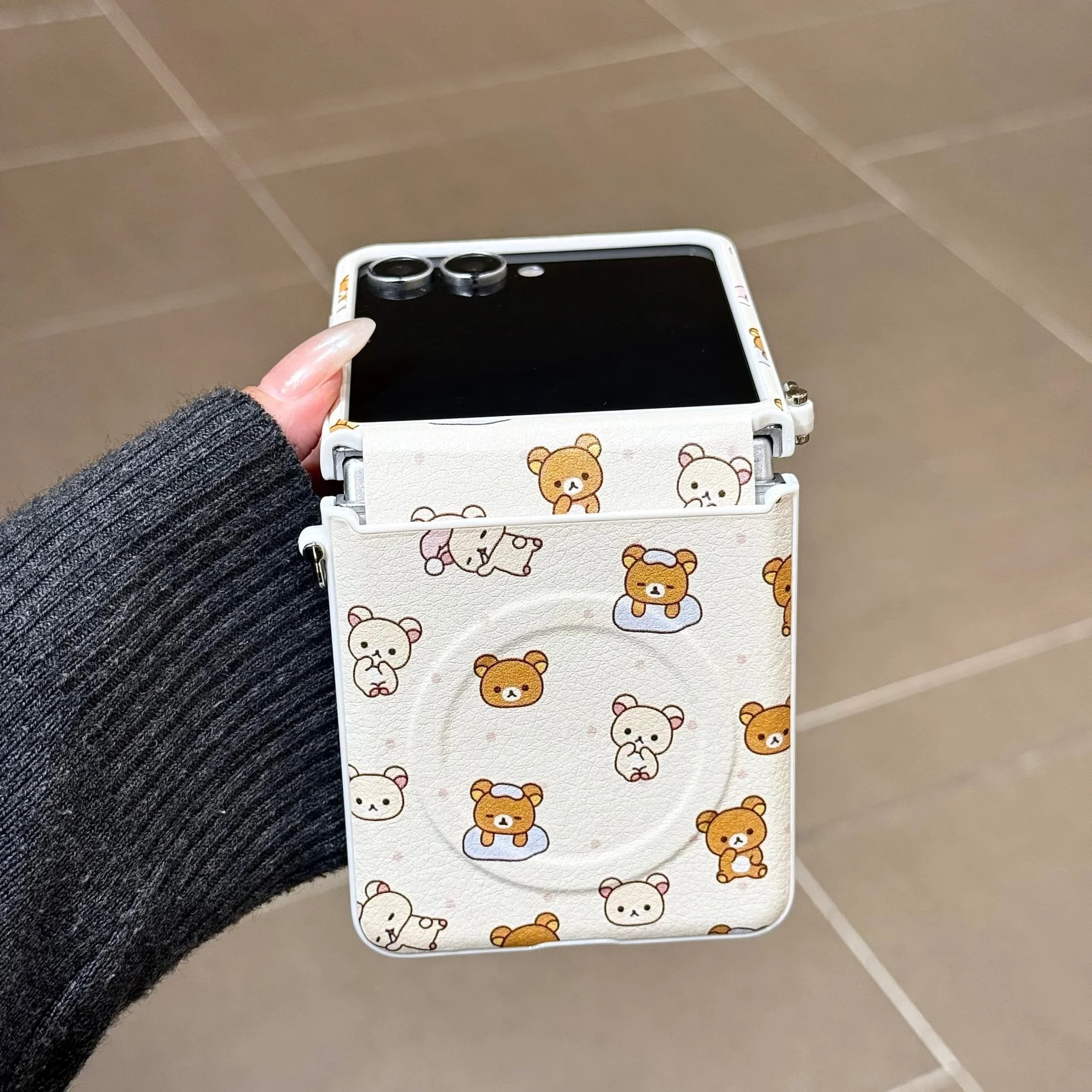 Adorable Rilakkuma Magnetic Phone Case with Magsafe Stand and Chain