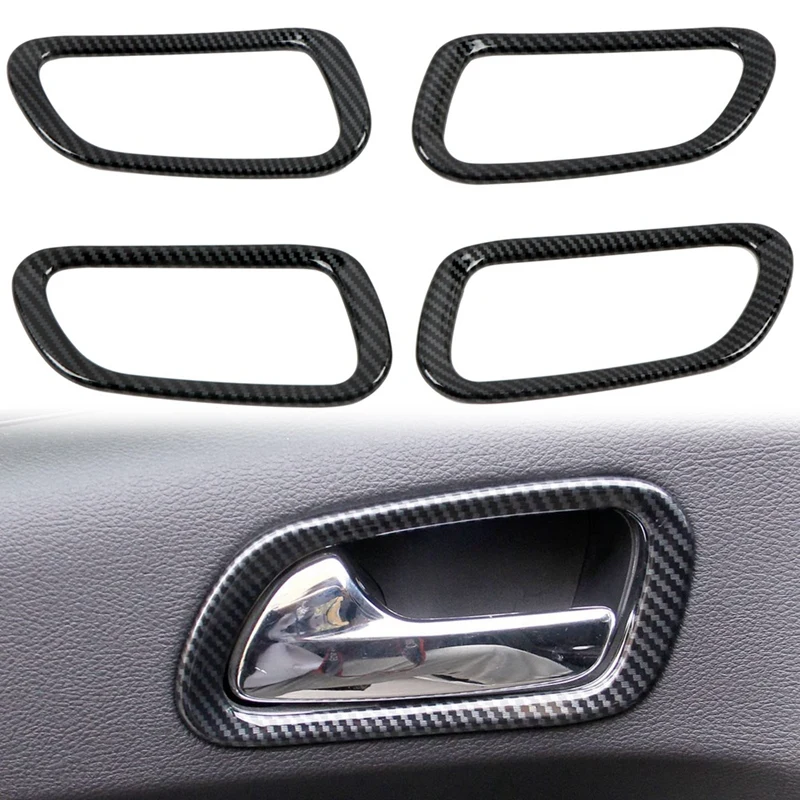 

4 шт. внутренняя дверная ручка из углеродного волокна, крышка чаши, отделка панели для Dodge Durango 2014-2020, внутренние молдинги