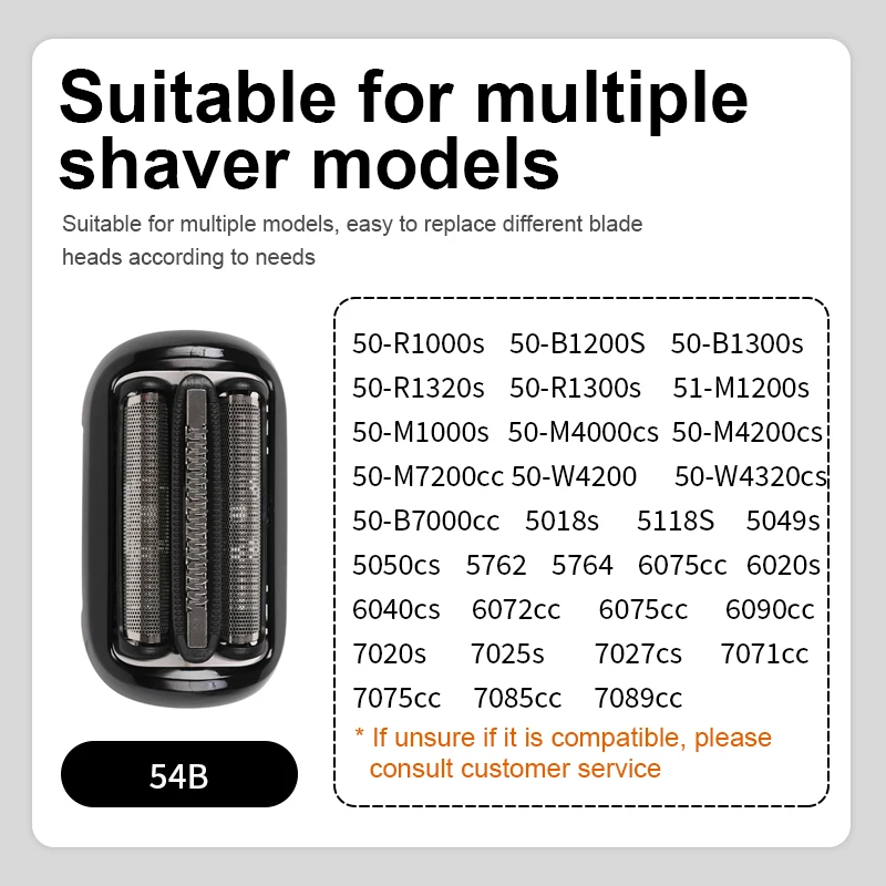 브라운 5 시리즈 6 시리즈 54B 메쉬 블레이드 50-R1000s 50-B1200S 50-B1300s 50-R1320s 호환 교체용 전기 면도기 헤드