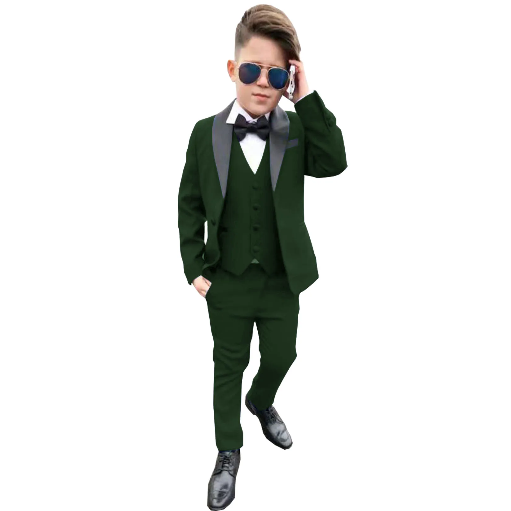 Boys Wedding Suit Teenager Kid Formal Tuxedo Bowtie Dress Children Blazer Party Performance Costume