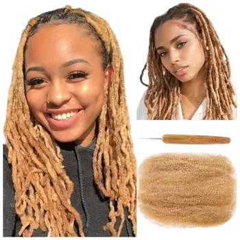 Blonde Bulk Hair With Crochet Brazilian Afro Kinky Curly Human Hair Bulk For Dreadlocks Extensions Repair Locs Mini Twist Braid 1