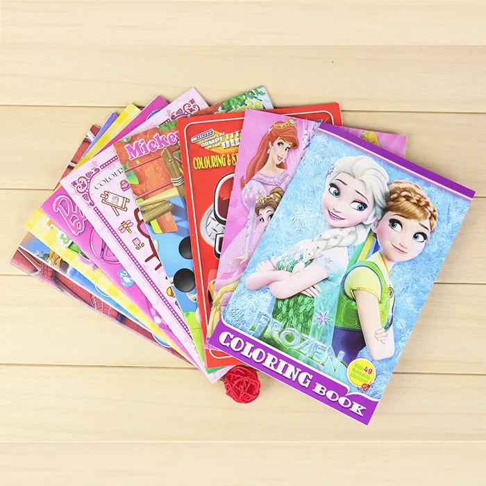 Disney cartoon girls frozen coloring book Mickey Minnie Drawing boys cars picture book Painting Supplies toys