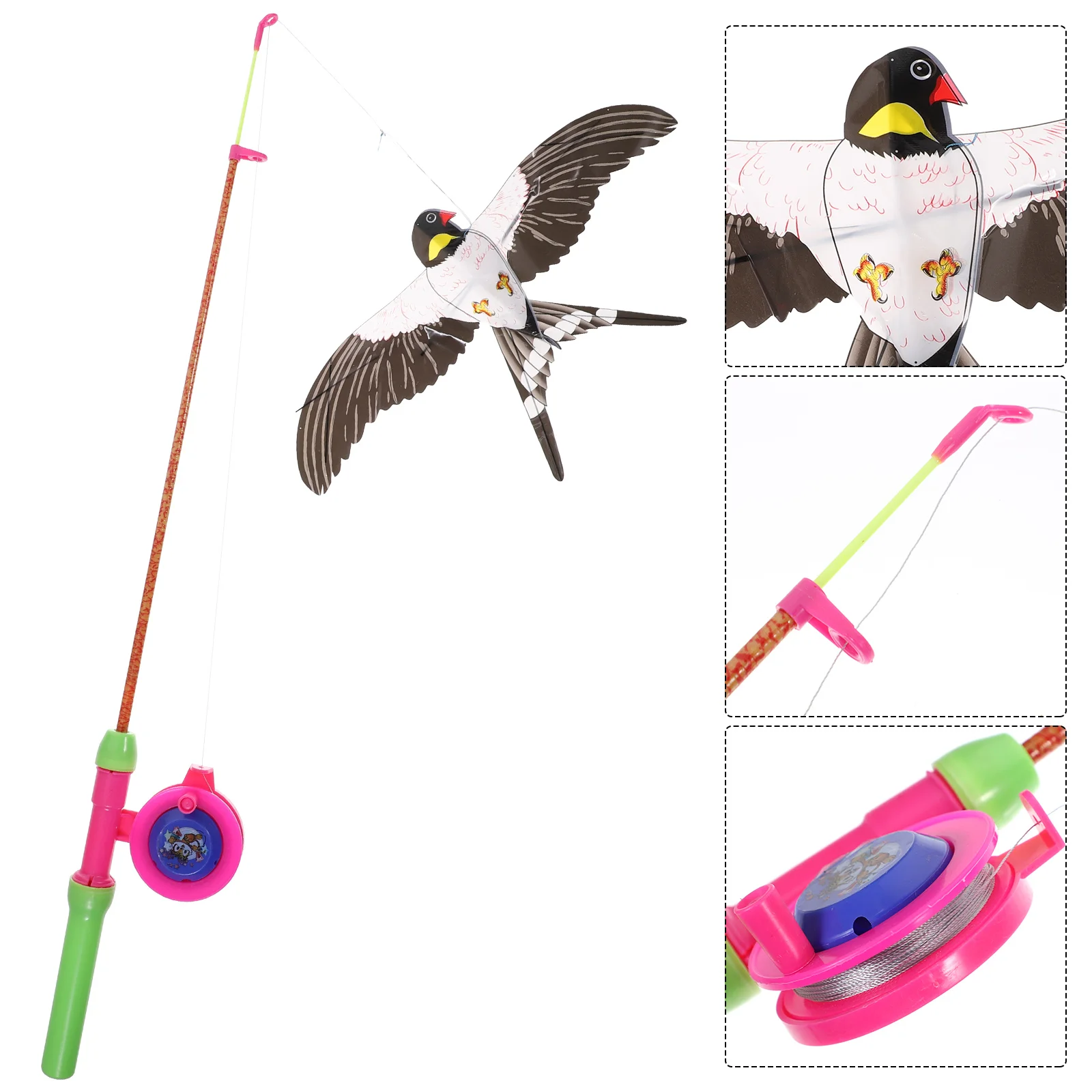 

Kite with Fishing Pole Outdoor Bird Easy to Fly Kid Toy Kids for Cartoon Swallow Childrens Toys