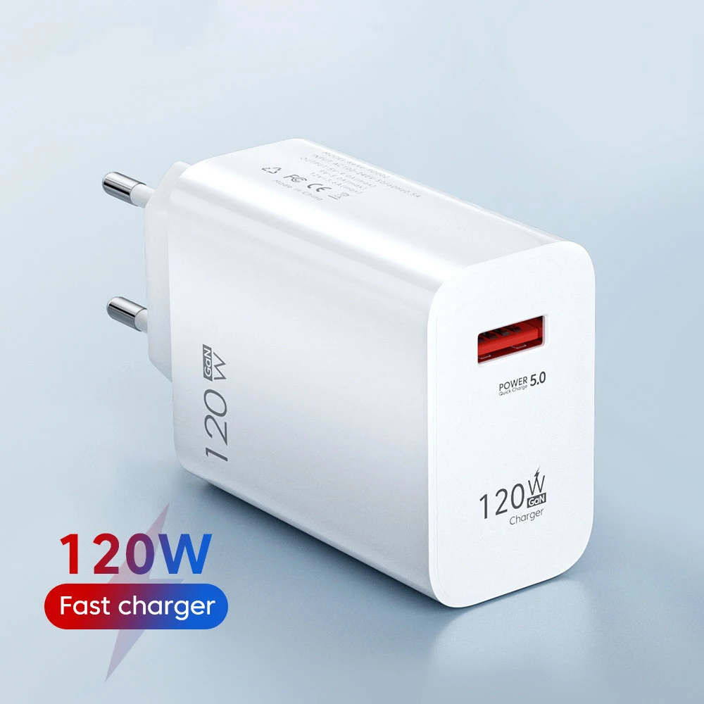 120W USB Charger Fast Charging Power Adapter For Xiaomi 13 12 11 Samsung Huawei Quick Charge 5.0 Wall Mobile Phone USB Charger images - 6