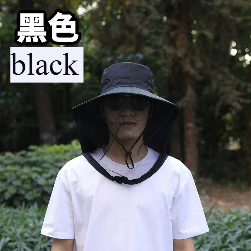 Mosquito-proof hat, face-covering sun-protective hat, breathable mesh veil, anti-insect and anti-bee hat for night fishing