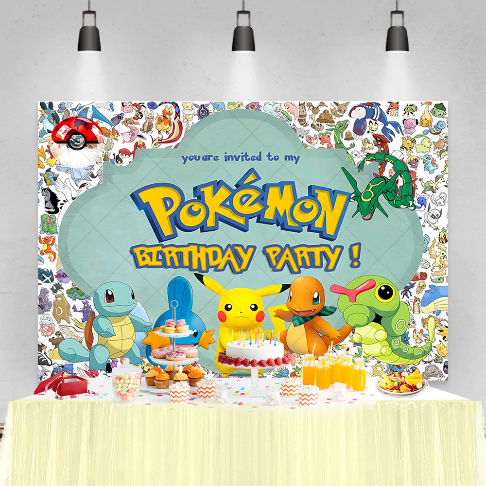 Pokemon Party Backdrop Decoration Pikachu Theme Birthday Background Kids Boy Baby Shower Anime Banner Poster photo backdrop party decoration covers