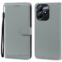 Elegant Leather Flip Wallet Case - Premium Phone Cover and Holder for Realme Note 60 (Gray)