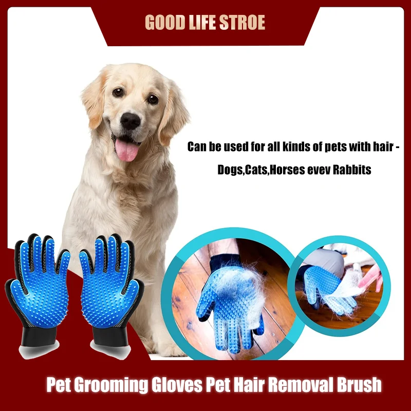 Pet Grooming Gloves Pets Hair Removal Brush Gloves Cats Dogs Horses Bath Brush Cleaning Massage Practical Pet Products pet grooming gloves pet hair remover gloves