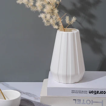 2022 Multiple PE Vase Flower Imitation Ceramic Plastic Flower Vase Flower Basket Nordic Style Modern Vases Decoration Home Decor 3
