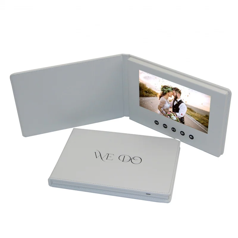 

Customizd Factory direct sales leather advertising player greeting card LCD booklet business brochure wedding video book