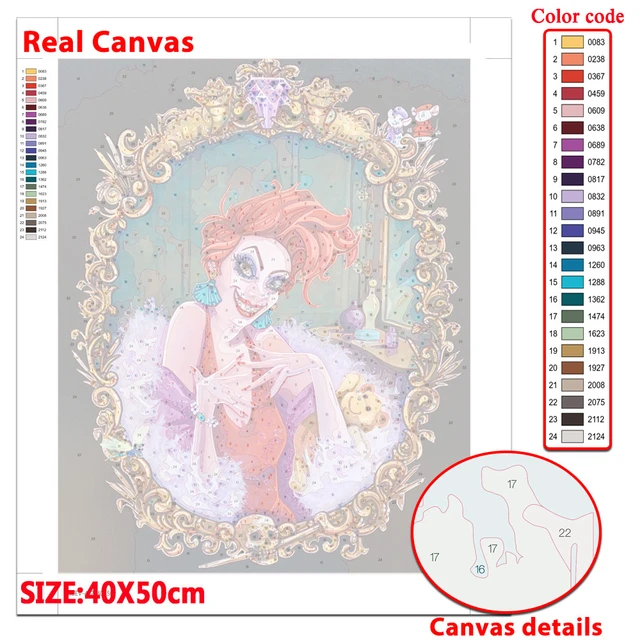 Woman Color Portrait Painting, Canvas Drawing Numbers Set