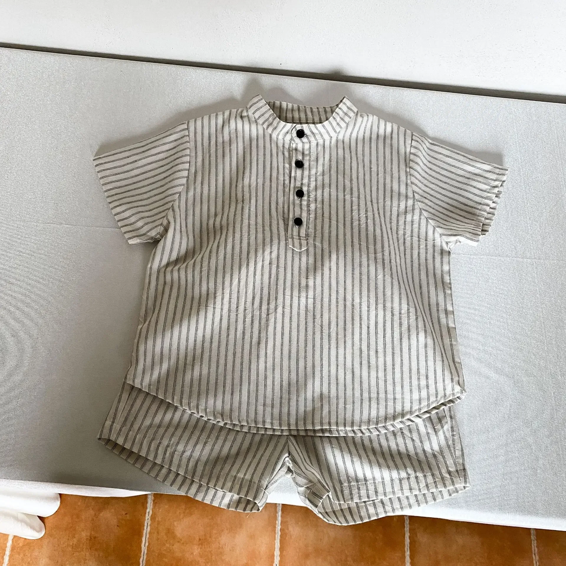 Children's Matching Set Baby Boys 2 Pcs Suit Girls Ruffles Dress Striped Print Kids Clothing Sets Sister Brother Cotton Costumes