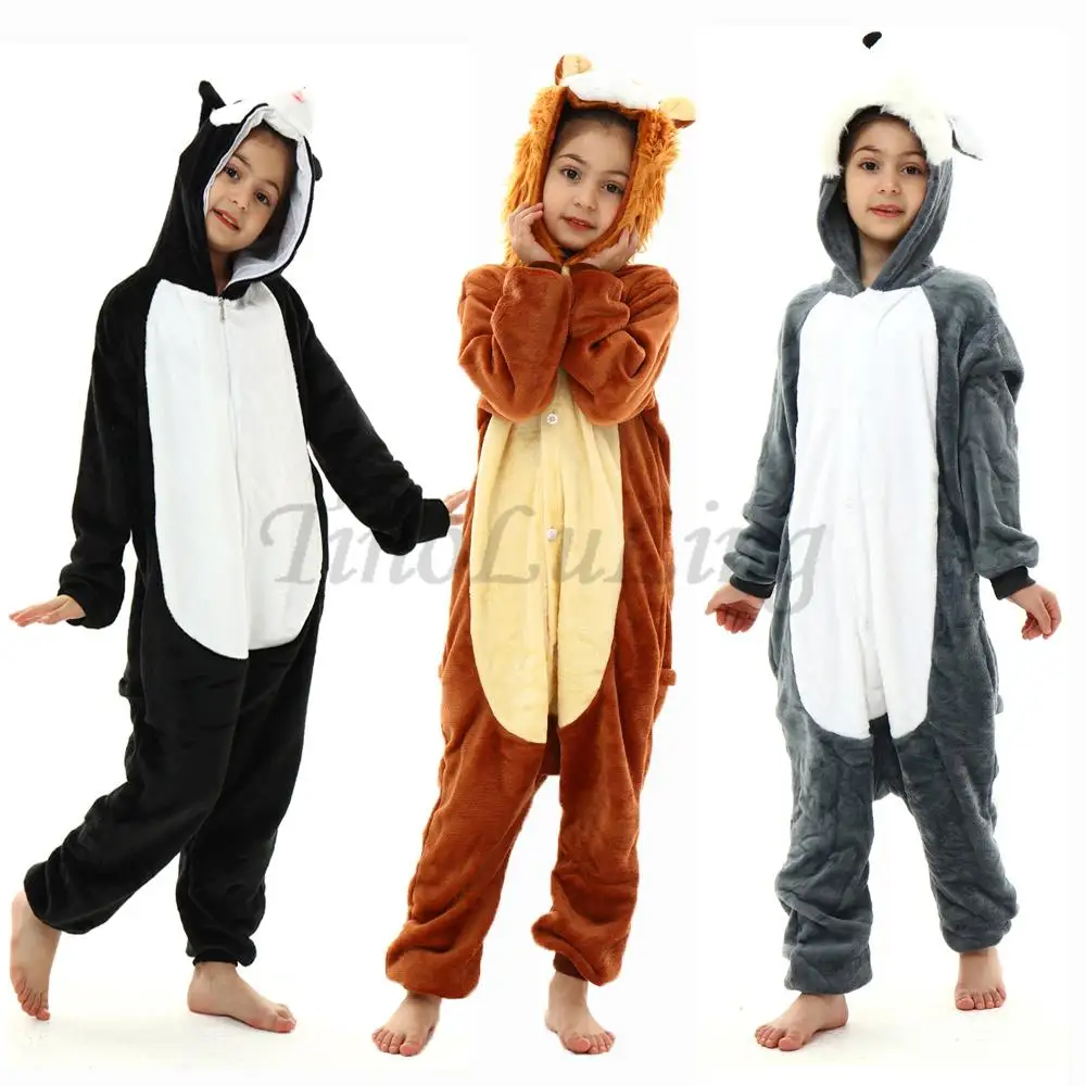 Boy Fleece Onesie Kids Pijama Soft Inverno Menino Onesie Kids Kigurimi Pijama Fleece Infantil Halloween Lion Wolf Animal Costume onesie pajamas
