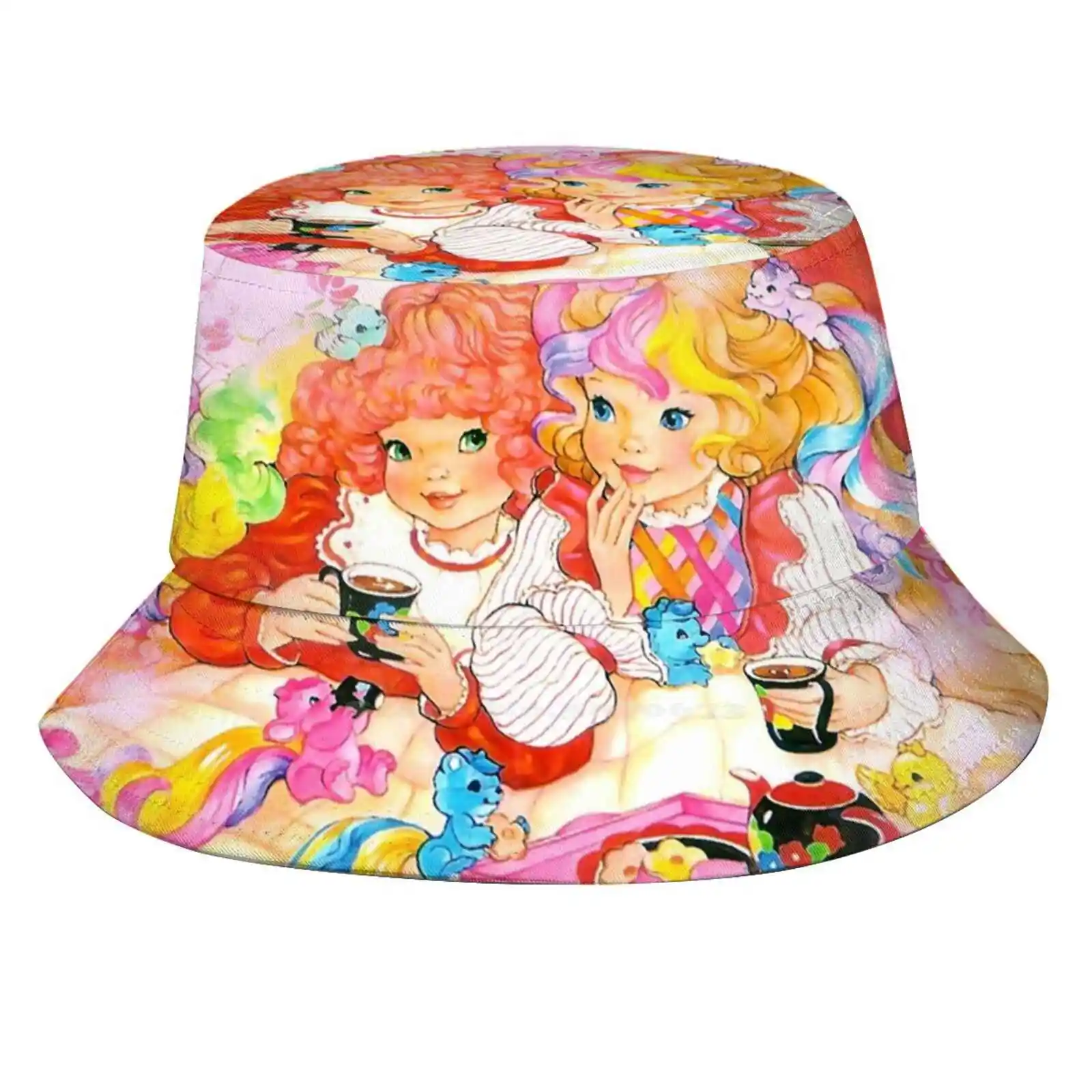 Lady Lovely Locks Best Friends Forever Pattern Cappelli Outdoor Hat Sun Cap 1980S Retro 80S Dolls 80 Toys Vintage Toys Pastel
