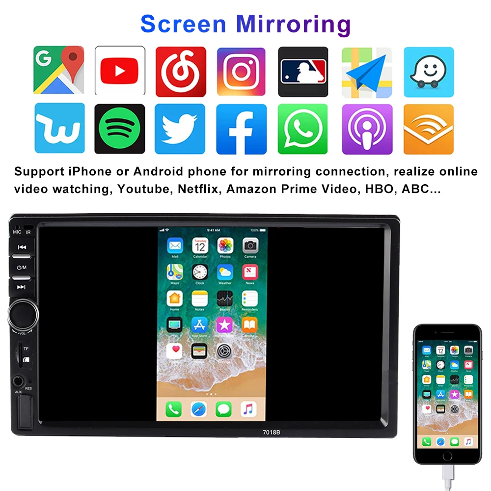 LEHX 2 Din 자동차 라디오 스테레오 FM 오디오 스테레오 MP5 플레이어 블루투스 7 터치 스크린 USB SD Autoradio Apple Carplay 안드로이드 Auto