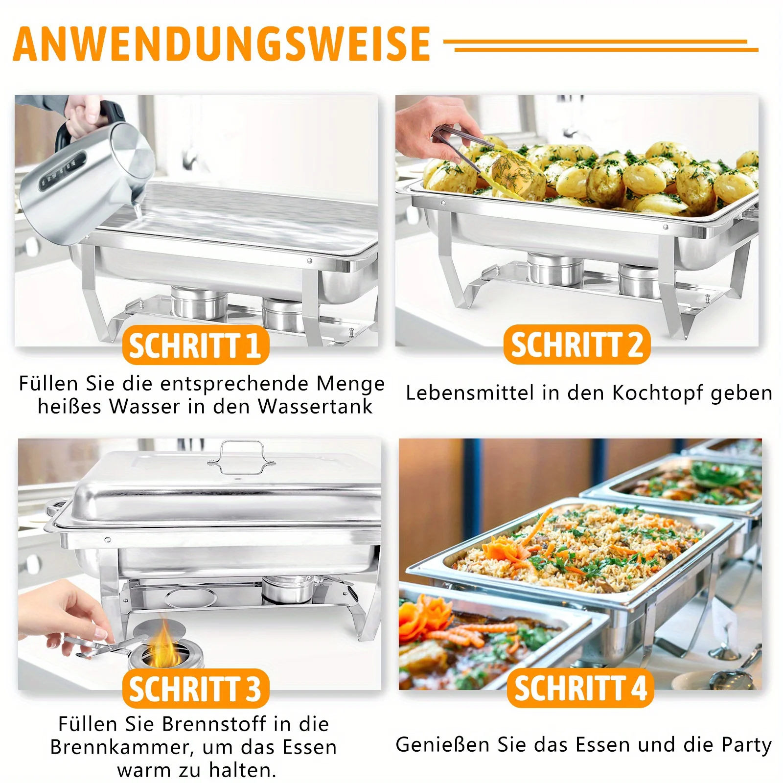 8Qt Chafing Dishes et Sets Rectangular Full Size Stainless Steel Catering Chafer Food Warmer for Banquet 1PCS
