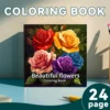 Beautiful Flowers Coloring Book 24Page Adult Picture Books Gift For Relieve Stress Kill Time Graffiti Painting Drawing Art Book 1