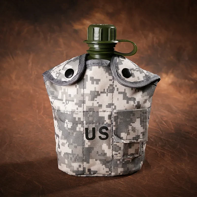 

1L Military Kettle Outdoor Water Bottle with Camouflage Pouch Portable Camping Mountaineering Hiking Backpack Survival Water Cup