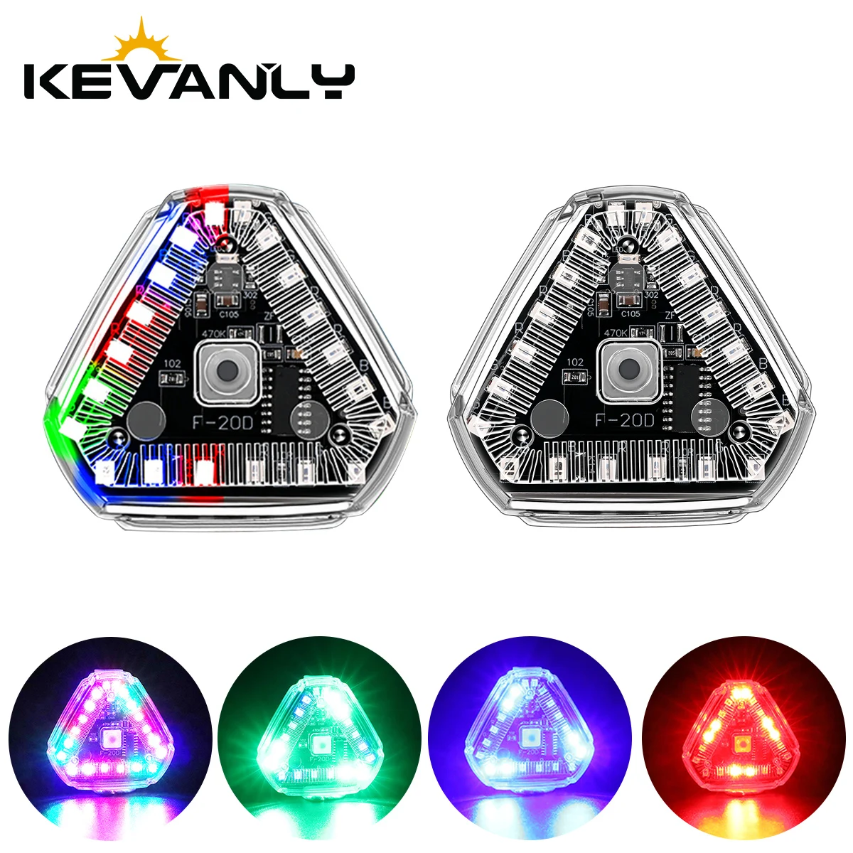 Triangles Solar Power Strobe Warning Light Motorcycle Car Motorbike Tail Colorful LED Night Rear Collision Flashing Signal