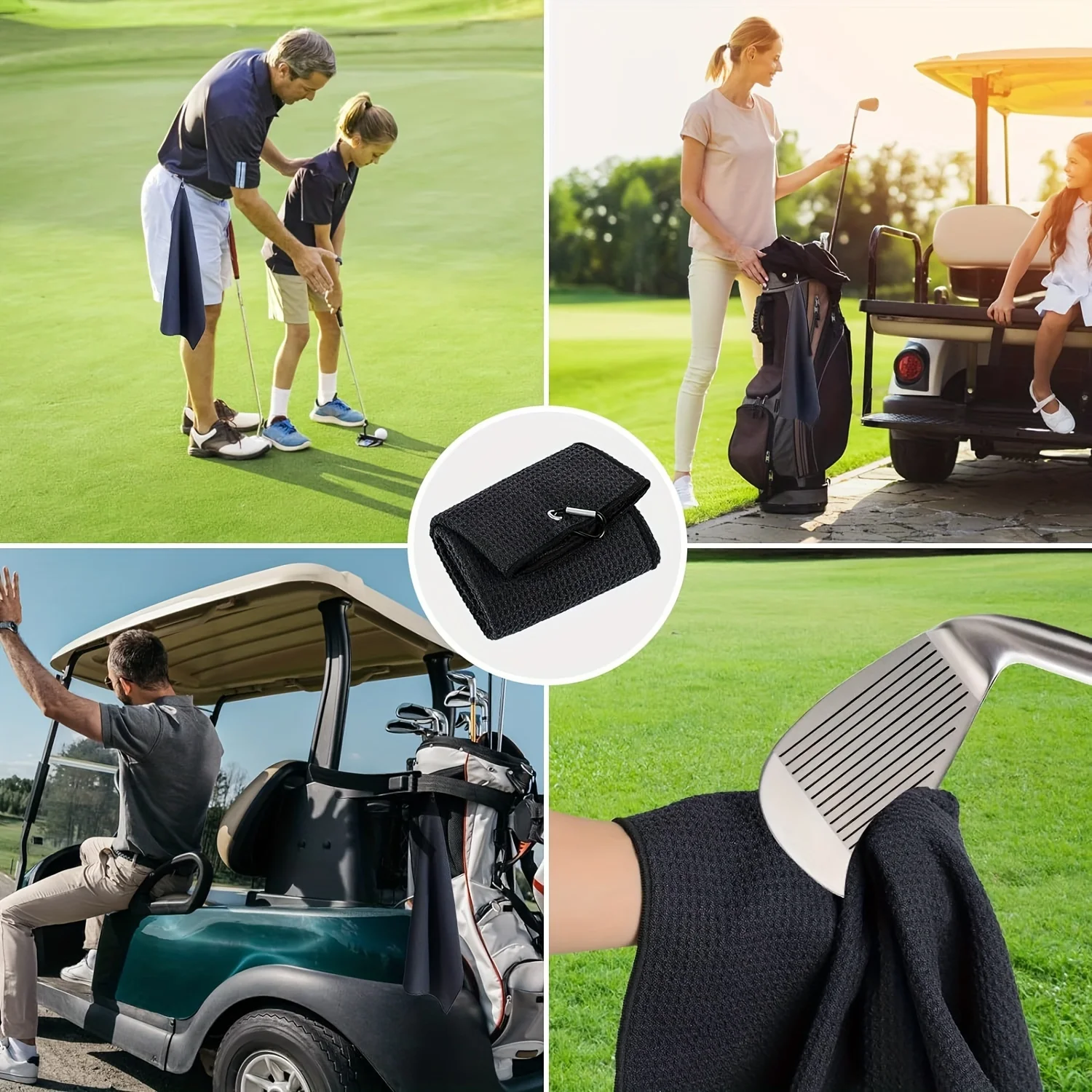 Golf Towel 1pc For Bags with Clip and Microfiber Waffle Pattern 30*50cm/11.8x19.6in