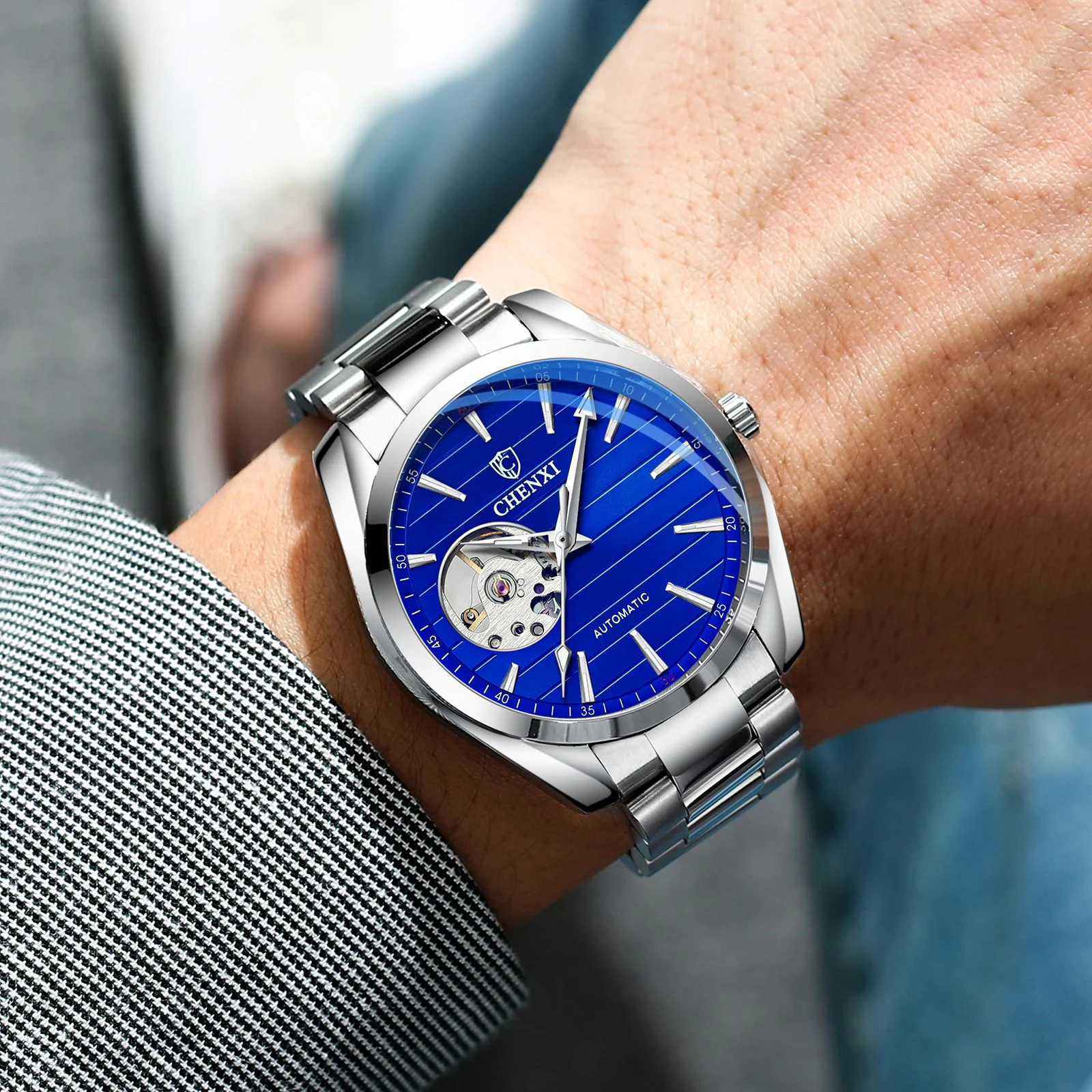 Luxury Fashion Mechanical Automatic Wristwatches For Men High Quality Stainless Steel Waterproof Luminous Mens Watch - 5