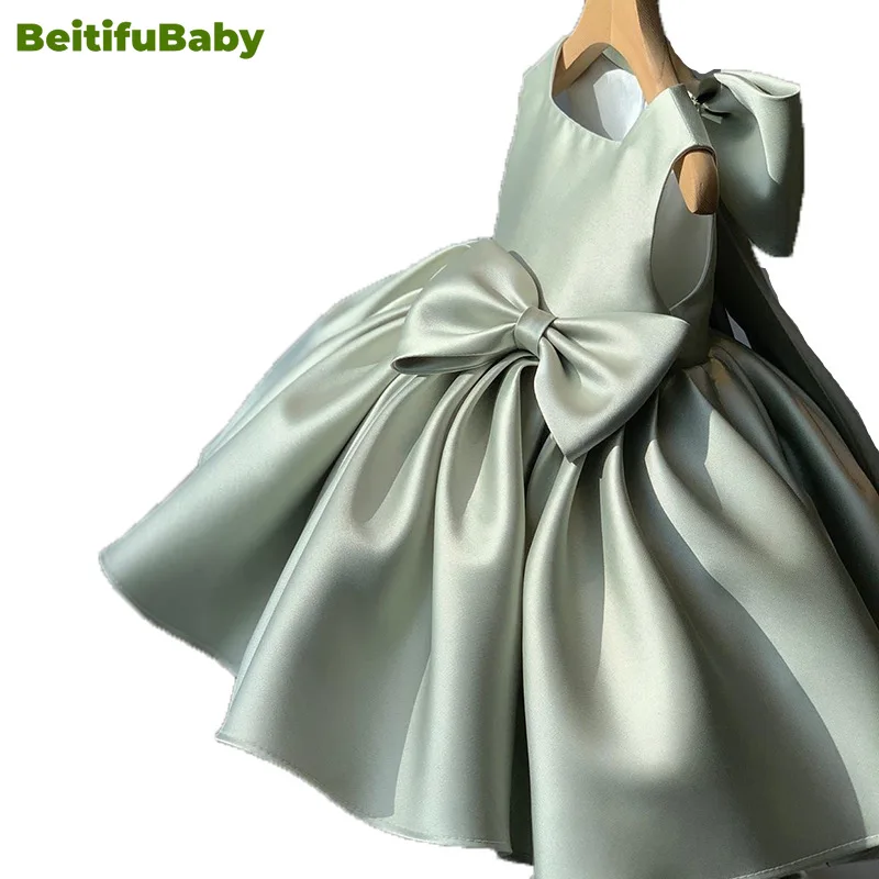 BeitifuBaby 어린이 무도회 원피스, 연회 의류, 민소매 활, 웨딩 파티, 꽃 소녀 드레스, 패션