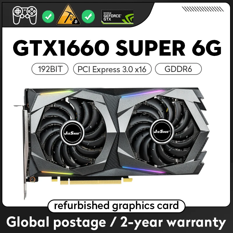 Jiehsuo Gtx1660 Super 6Gb Gaming Video Card Geforce Gtx 1660 Super 6G Schede Grafiche Gpu Desktop Computer Game Gtx Super 1660 6G