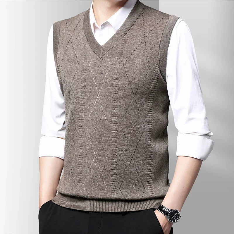Men's Thickened Casual Sweater Tank Top Autumn and Winter Warm Men's Vest