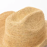 USPOP Hand-crocheted Natural Raffia Straw Cowboy Hat for Women Men Summer Wide Brim Sun Hat Outdoor Breathable Beach Caps - Image 5