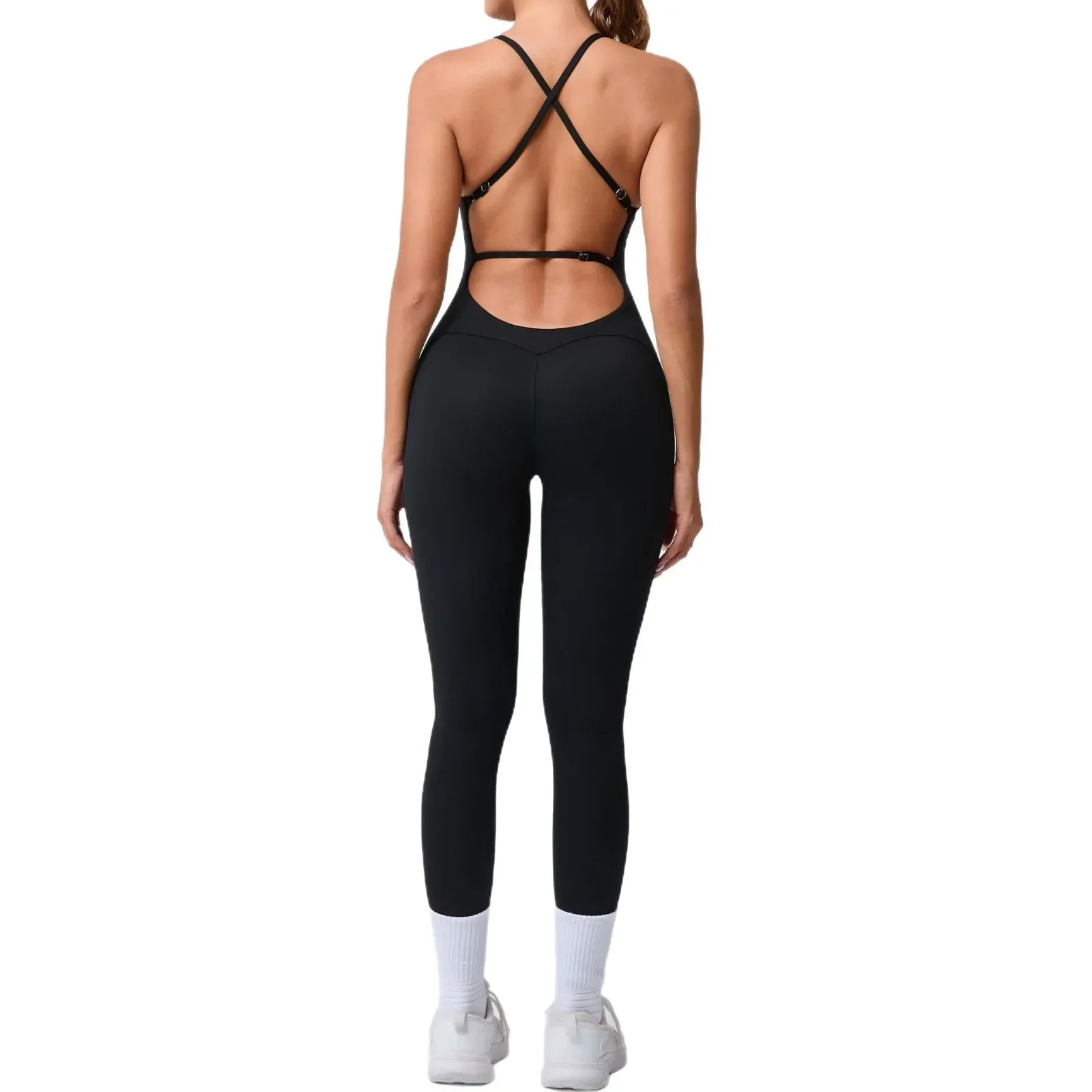 Seamless Yoga Jumpsuits Sports Fitness Cross Straps Beauty Back Peach Hip Raise Tight One-piece Gym Workout Tracksuits for Women 6