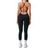 Seamless Yoga Jumpsuits Sports Fitness Cross Straps Beauty Back Peach Hip Raise Tight One-piece Gym Workout Tracksuits for Women 6