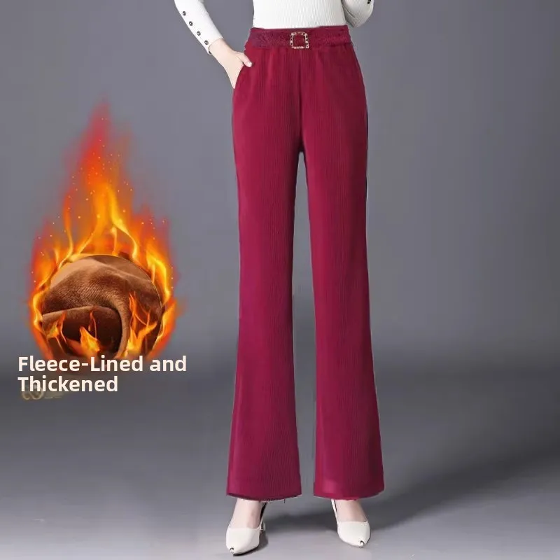 Flared pants red [velvet and thickened]
