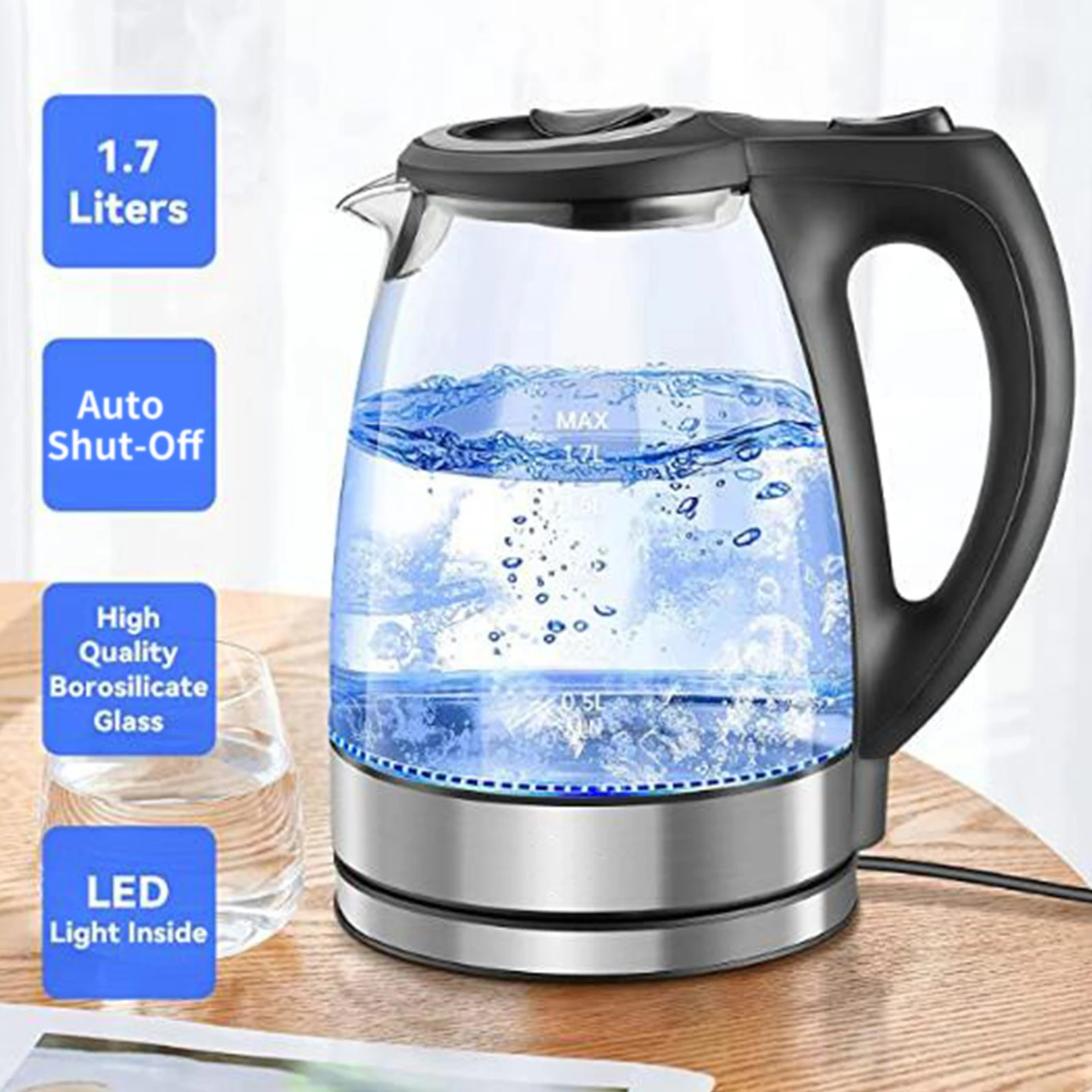 DEVISIB Electric Tea Kettle for Boiling Water Stainless Steel Filter  2L/2200W Hot Water Boiler Wide Opening Automatic Shut Off - AliExpress