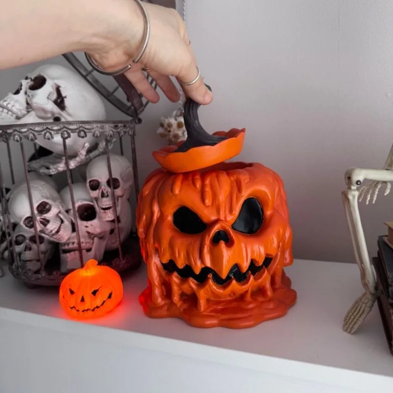 1/2pcs Fun Halloween, Christmas, pumpkin head decorations, covered storage, home ornaments, candy boxes, holiday universal