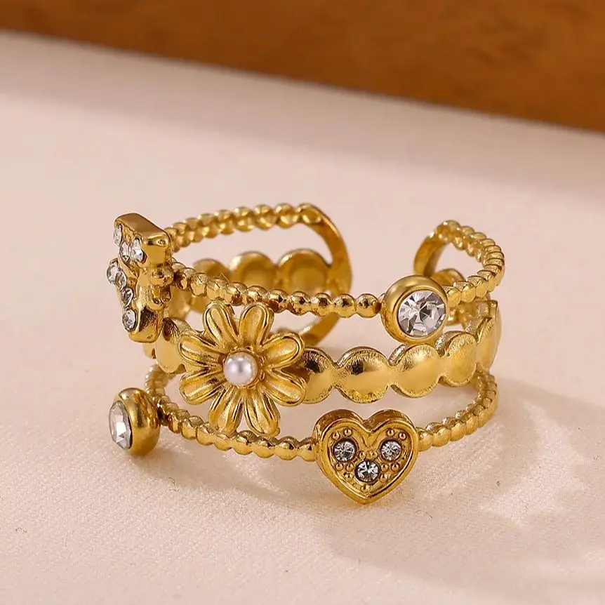 Stainless Steel Ring Micro-Encrusted Zircon Wedding Jewelry Women