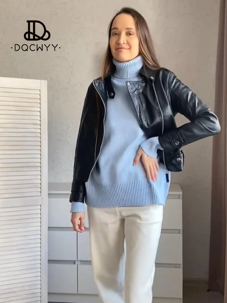 Jackets for Women Autumn Women's PU Jacket Fashion Black Short Coat 2024 Slim Lapel Motorcycle Tops Casual Faux Leather Jacket