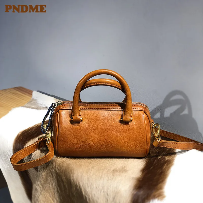 Vintage luxury genuine leather women small handbag outdoor leisure natural real cowhide female cute mini shoulder crossbody bag