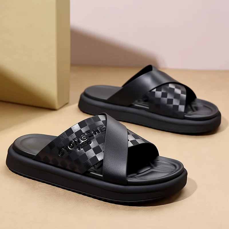 Street Style Men Slippers Outdoor Sandals Comfy Beach Flatws Soft Slides Summer Casual Shoes Quick Dry Half Drag Flip Flops