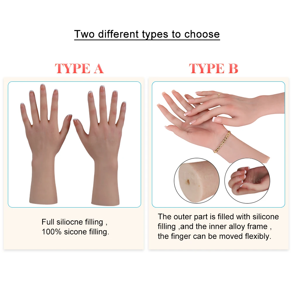 Dokier Realistic Silicone Material Female Hands Model Lifelike Silicone Female Hand Foot Mannequin for Hand Art Jewelry Display 2