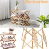 2Tiers Foldable Bamboo Shoe Rack,Multi Tier Shoe Organizer Rack Multifunctional Storage Free Standing Shelf,for Shoes Plant POTS 1