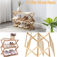 2Tiers Foldable Bamboo Shoe Rack,Multi Tier Shoe Organizer Rack Multifunctional Storage Free Standing Shelf,for Shoes Plant POTS 1