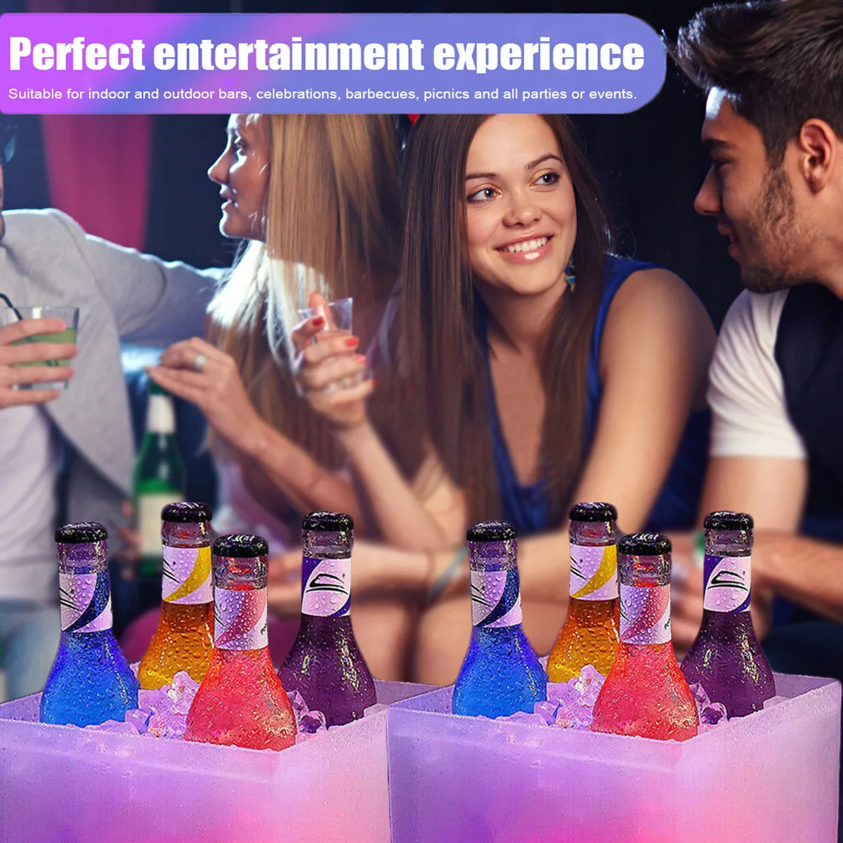 LED Ice Bucket 3.5L Double Layer for Beverage Tubs Wine Beer ice bucket