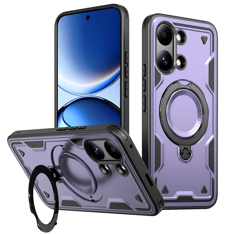 Military Drop-proof Hard Case with 360° Adjustable Ring Stand - Durable PC+TPU Protection