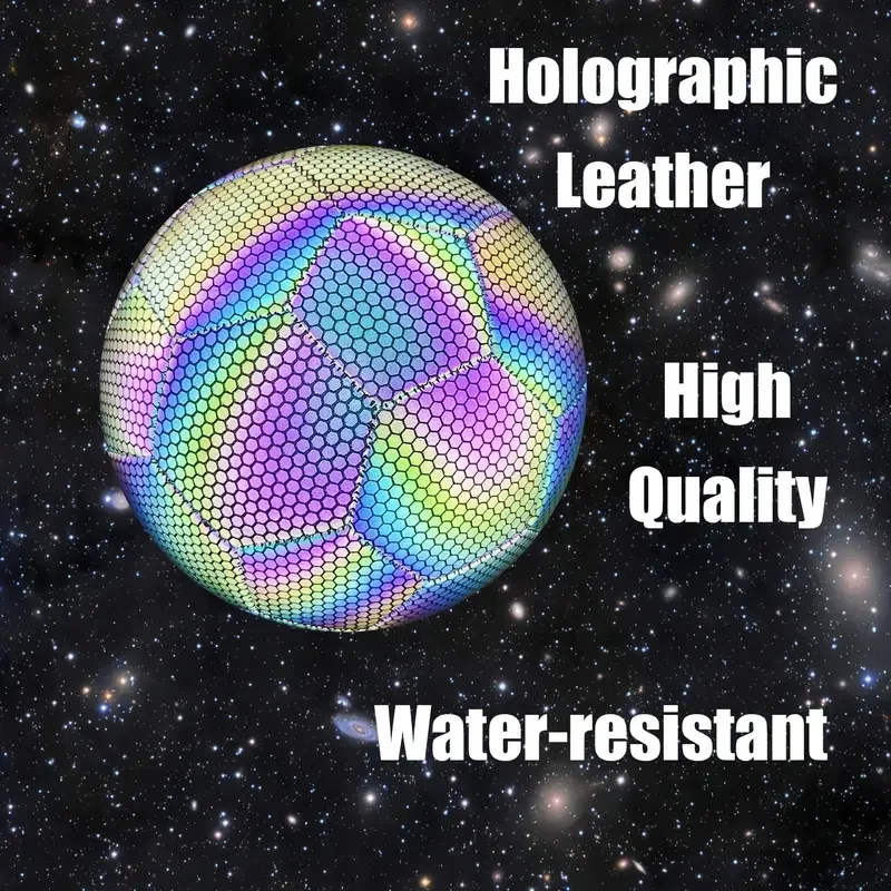 Luminous Glowing Football - Holographic Reflective PU No.5 Soccer Ball For Night Games, Machine Stitched & Durable - View #11
