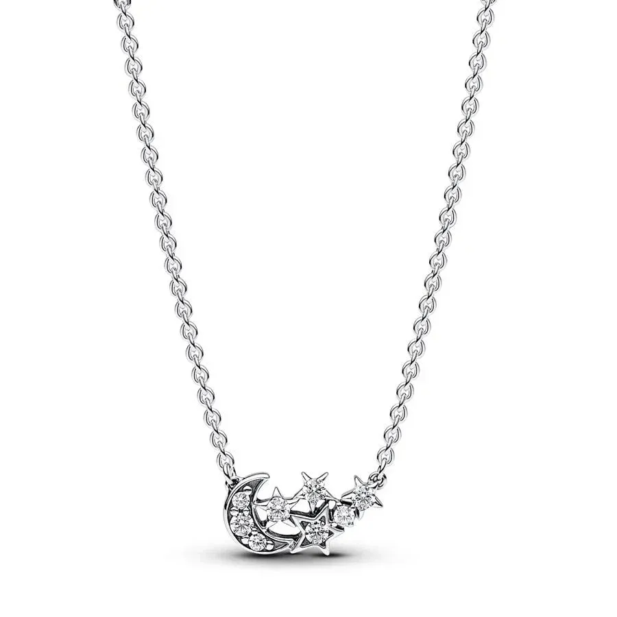 2023 Original Logo New Women's Blue Pear Blossom Sparkling Water Drop Logo Life Tree Necklace 925 Sterling Silver DIY Jewelry