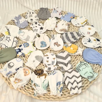 6 paia di guanti per neonati con combinazioni di colori casuali, adatti alla pelle dei bambini, adatti per neonati con coperture, adatti per 0-3 mesi