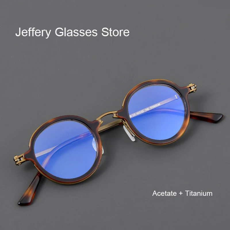 

2023 Titanium Acetate Small Round Glasses Frame Men Women Retro Japanese Handmade Optical Myopia Eyeglasses Eyewear RLT5899