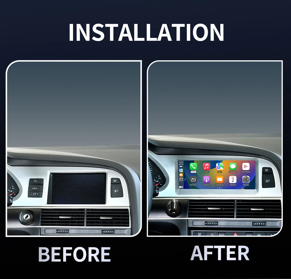 Radio para coche con CarPlay inalámbrico para Linux y Android Auto para Audi A6 C6 Q7, reproductor multimedia con pantalla táctil, Mirrorlink HD 1920*720P 2